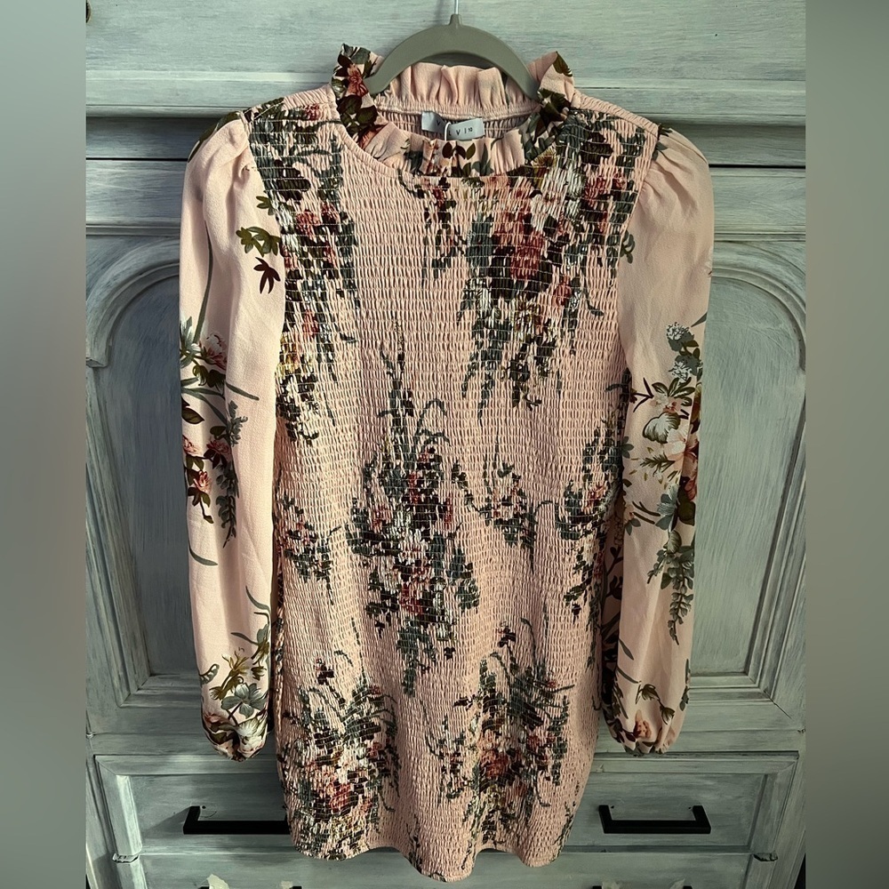 Boutique Velvi Pink Floral‎ Smocked Dress